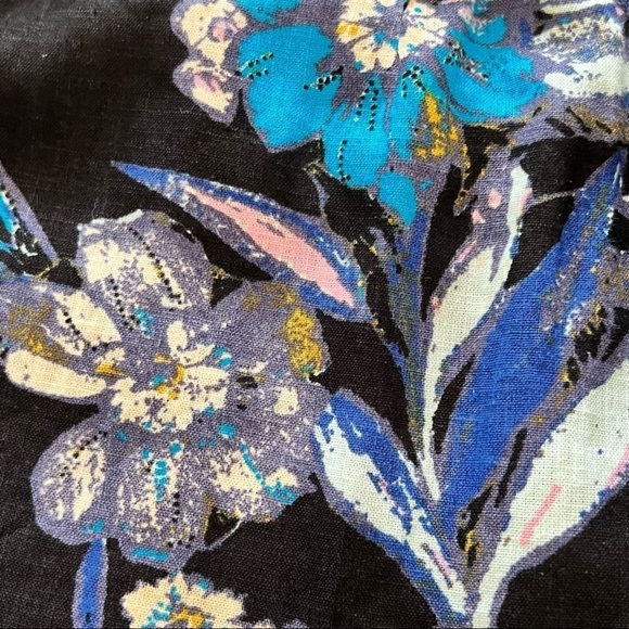 Free People Summer in Tulum Tunic Dress Linen Blend Black Floral Size M Boho - Picture 11 of 16